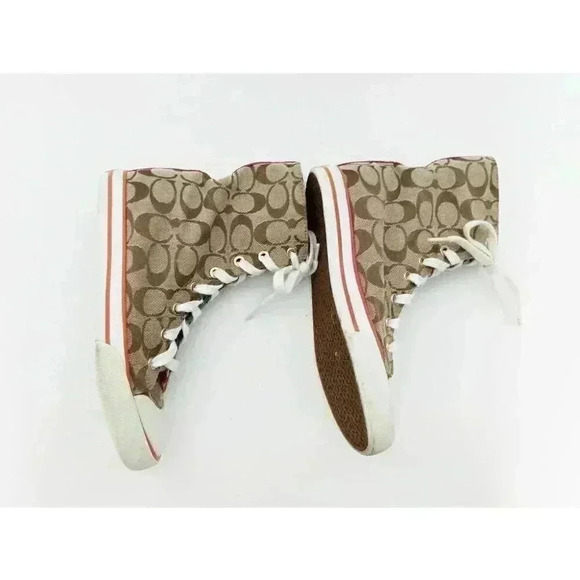 Coach Womens Bonney Sneakers  Multicolor High Top Signature Canvas Lace Up 6B - Picture 4 of 8